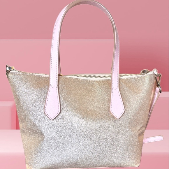 Kate Spade Pink & Rose Gold Glitter Tote Bag with Charm - Picture 3 of 5